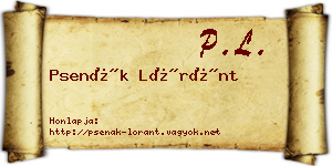 Psenák Lóránt névjegykártya